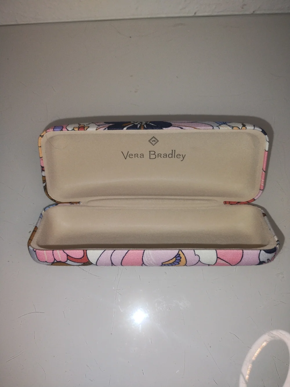 Vera Bradley Pink Floral Eyeglass Case with Navy Accents